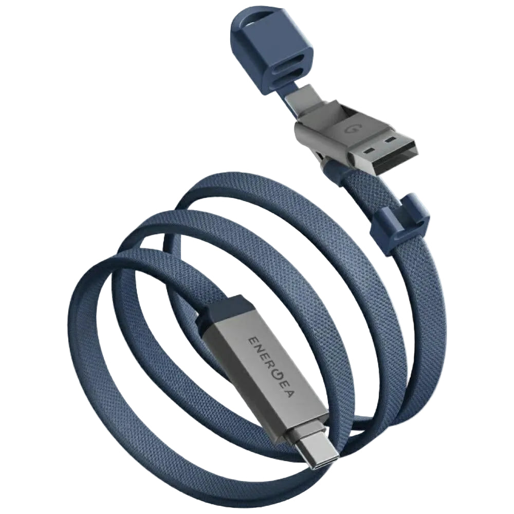 Energea Sheath Travel - 2in1 Καλώδιο Γρήγορης Φόρτισης 60W Type - C to Type - C / Type - C to USB - A 1.2m - Blue