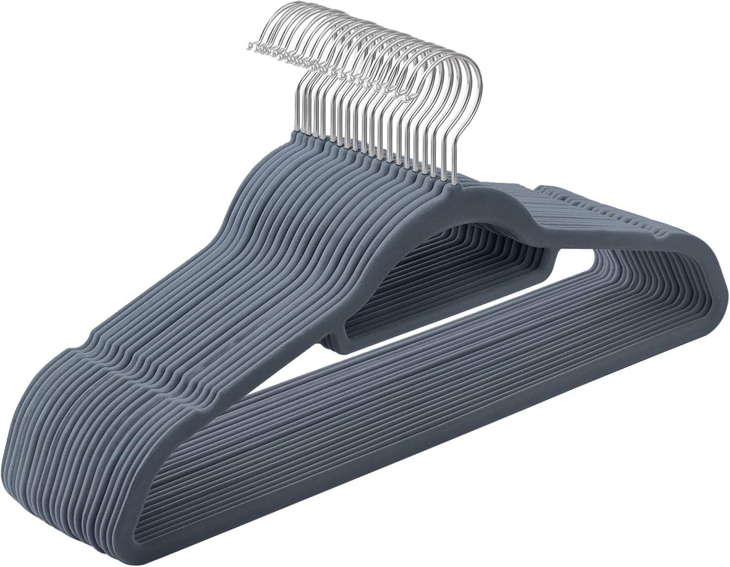 Songmics Σετ με 20 Βελούδινες Κρεμάστρες για Κοστούμι με Οργανωτή Γραβάτας - Light Grey - CRF20VX