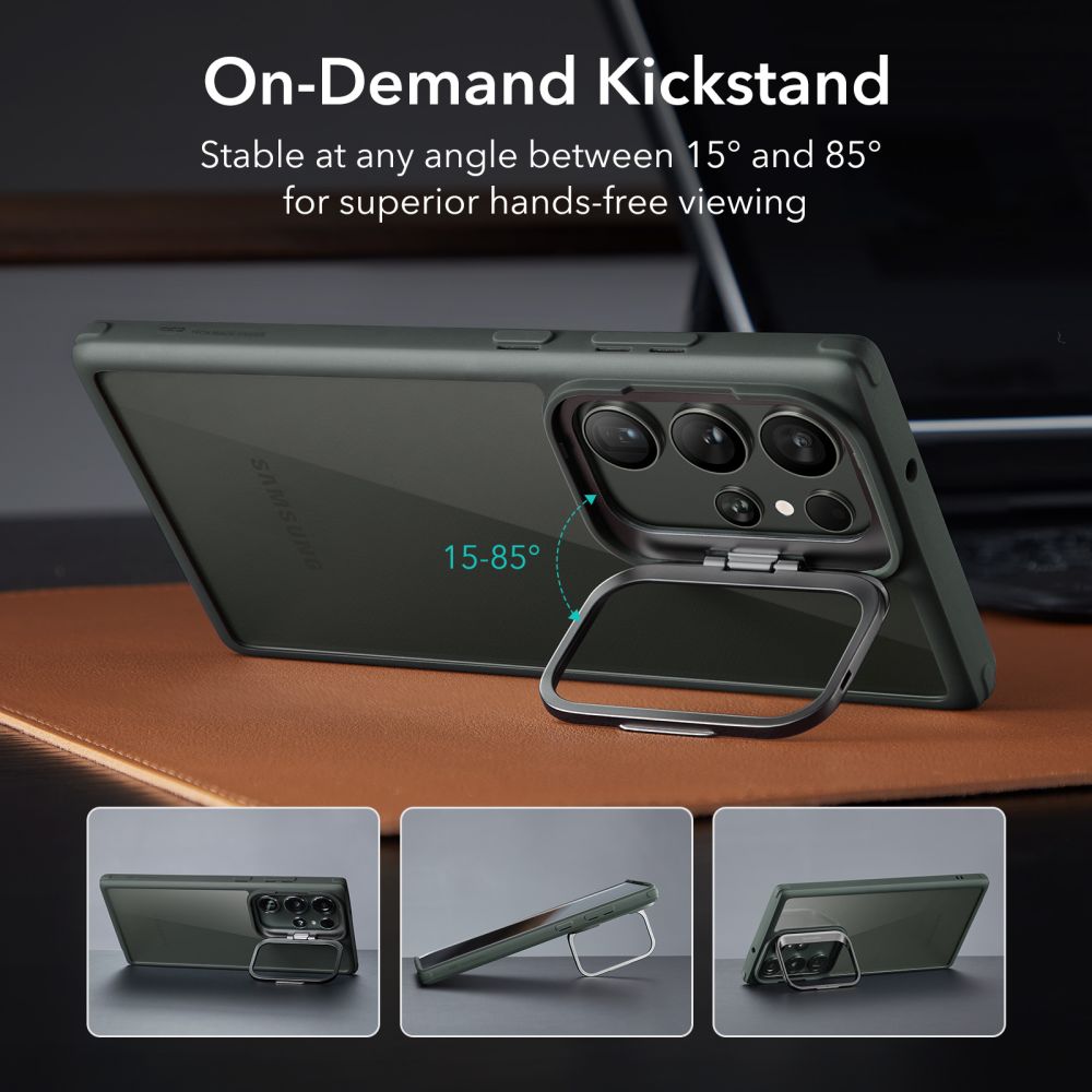 ESR Samsung Galaxy S23 Ultra Classic Kickstand Σκληρή Θήκη με Πλαίσιο Σιλικόνης και Stand - Διάφανη / Green
