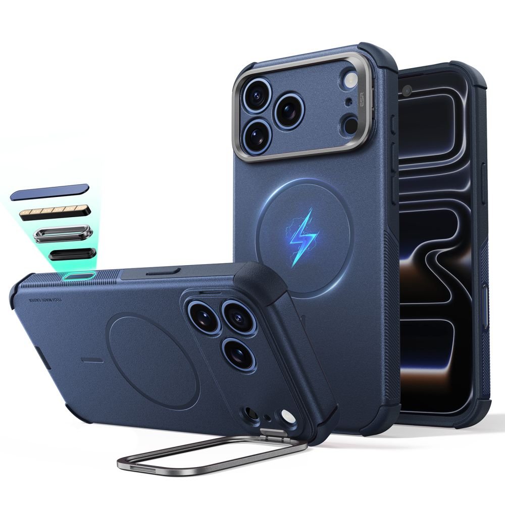 ESR iPhone 17 Pro / iPhone 18 Pro - Σκληρή Θήκη MagSafe με Πλαίσιο Σιλικόνης και Σταντ - Cyber Tough Kickstand - Blue