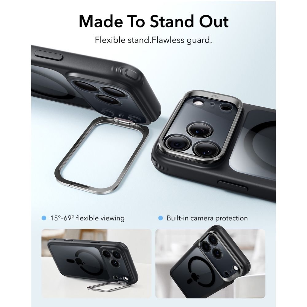 ESR iPhone 17 Pro / iPhone 18 Pro - Σκληρή Θήκη με Πλαίσιο Σιλικόνης και Σταντ - Classic Hybrid Kickstand MagSafe - Clear / Black
