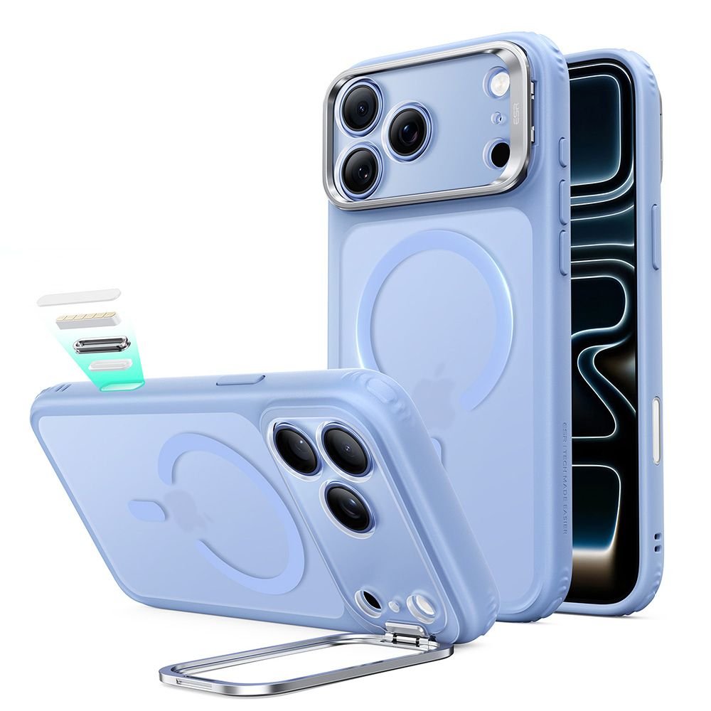 ESR iPhone 17 Pro / iPhone 18 Pro - Σκληρή Θήκη με Πλαίσιο Σιλικόνης και Σταντ - Classic Hybrid Kickstand MagSafe - Frosted Light Blue