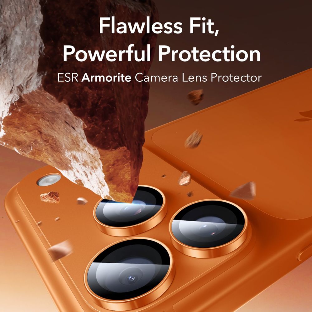 ESR iPhone 17 Pro Max / 17 Pro / 16 Pro Max / 16 Pro / 15 Pro Max / 15 Pro / 14 Pro Max / 14 Pro - Αντιχαρακτικό Γυαλί για την Κάμερα - Armorite - Orange