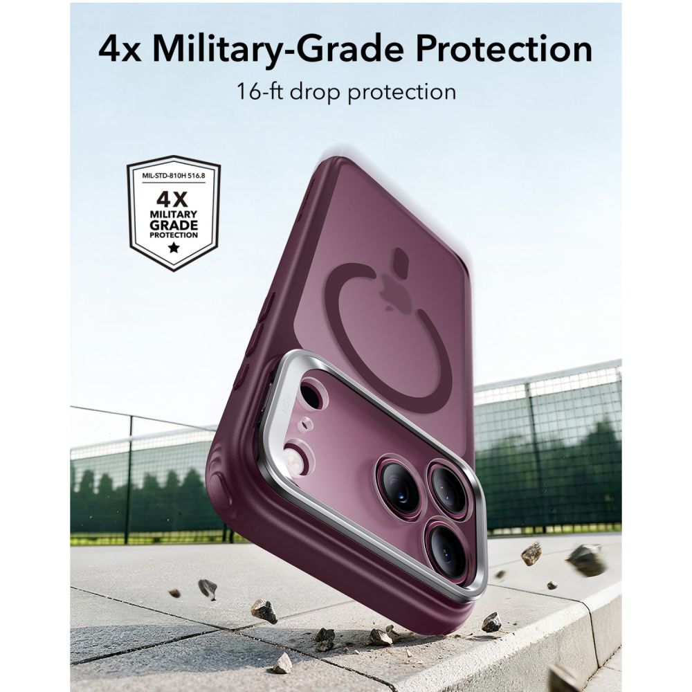 ESR iPhone 17 Pro Max / iPhone 18 Pro Max - Σκληρή Θήκη με Πλαίσιο Σιλικόνης και Σταντ - Classic Hybrid Kickstand MagSafe - Frosted Deep Burgundy