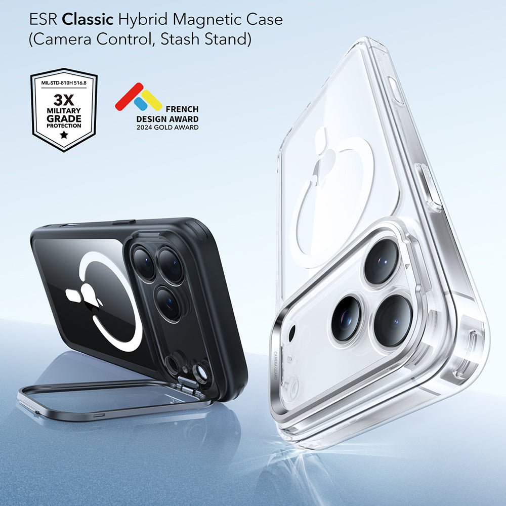 ESR iPhone 17 Pro Max - Σκληρή Θήκη με Πλαίσιο Σιλικόνης και Stand - Classic Hybrid HaloLock Kickstand - Clear Black
