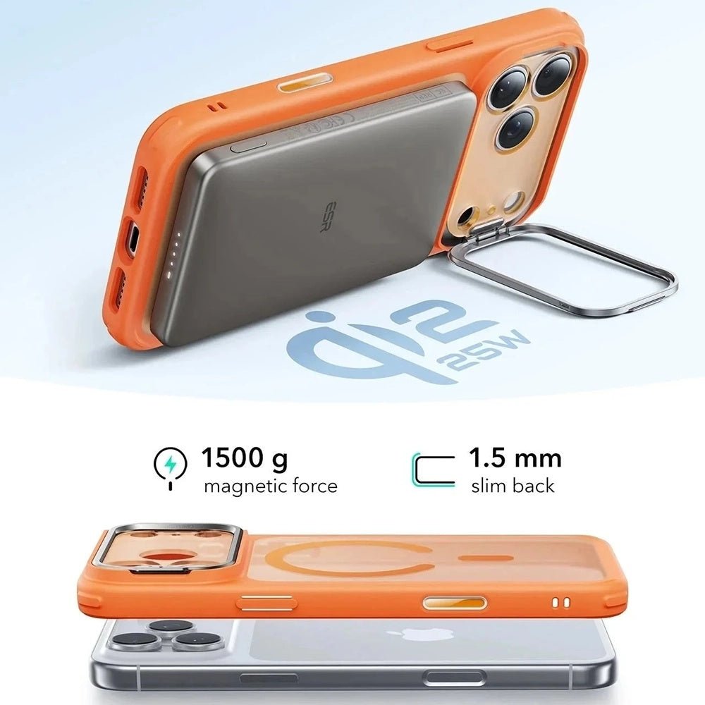ESR iPhone 17 Pro Max - Σκληρή Θήκη με Πλαίσιο Σιλικόνης και Stand - Classic Hybrid HaloLock Kickstand - Frosted Orange