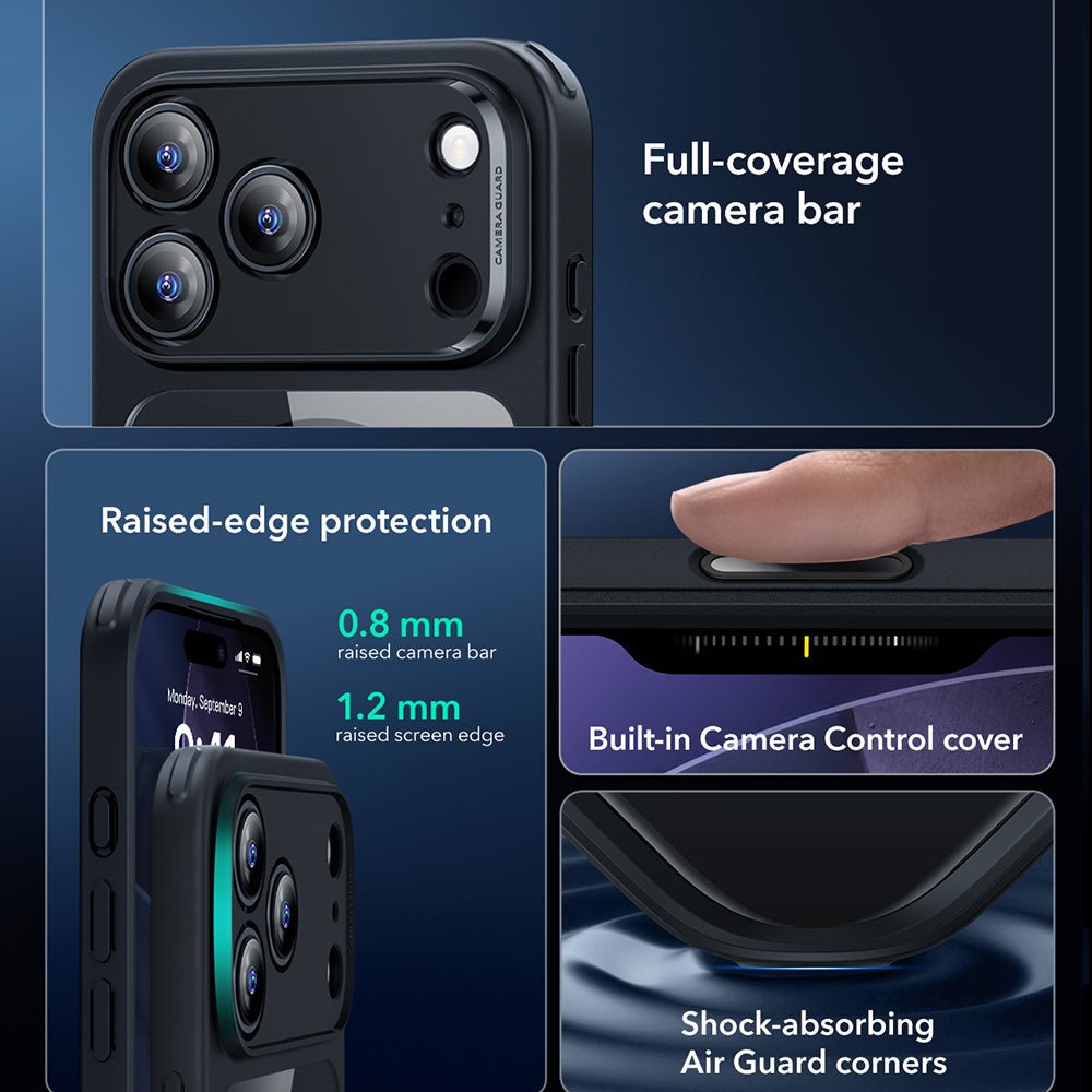 ESR iPhone 17 Pro - Σκληρή Θήκη με Πλαίσιο Σιλικόνης και MagSafe - Classic Hybrid Halolock - Clear Black