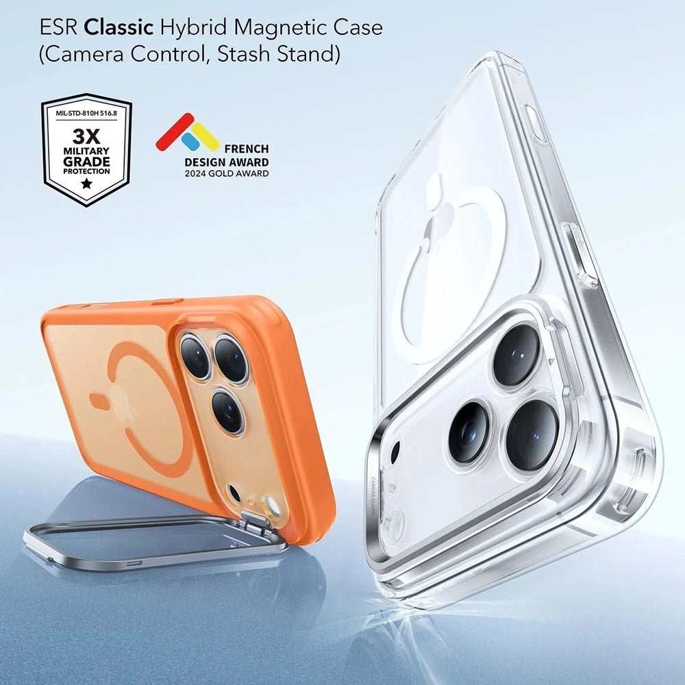 ESR iPhone 17 Pro - Σκληρή Θήκη με Πλαίσιο Σιλικόνης και Stand - Classic Hybrid HaloLock Kickstand - Frosted Orange