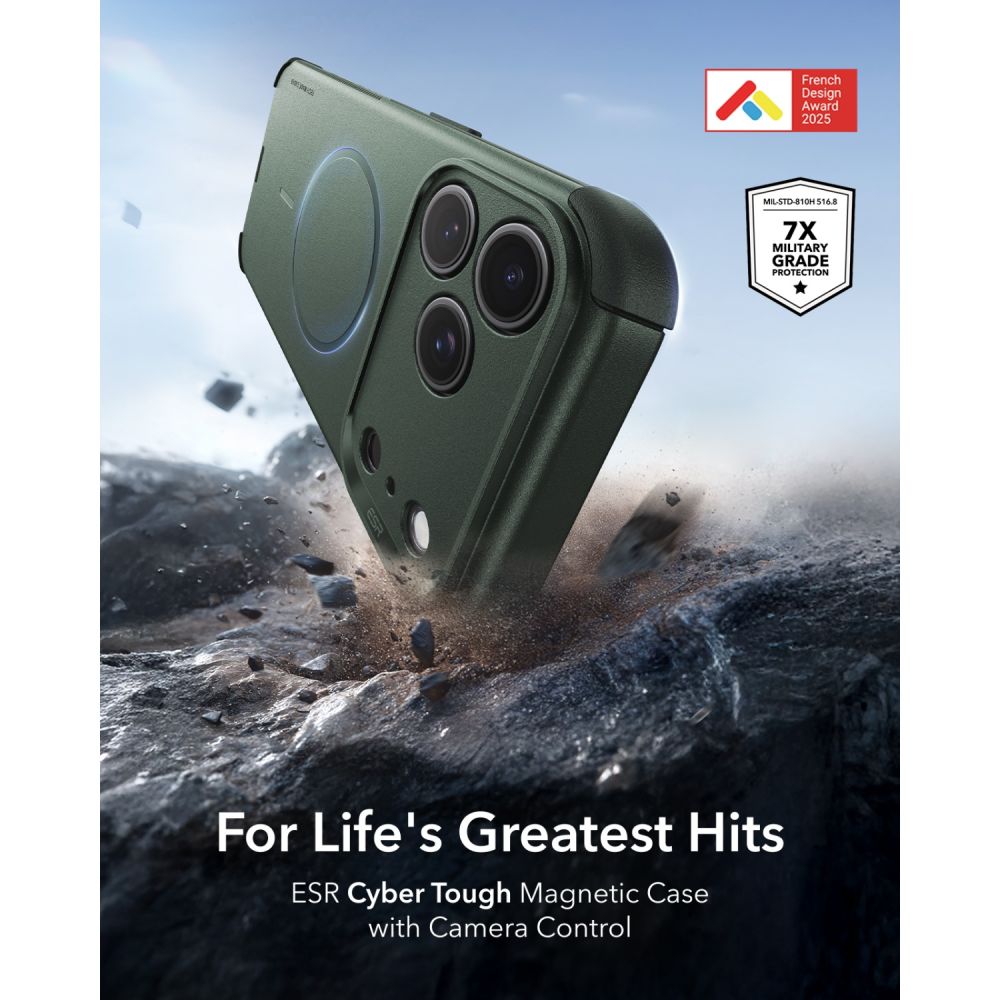 ESR iPhone 18 Pro / iPhone 17 Pro - Σκληρή Θήκη MagSafe με Πλαίσιο Σιλικόνης - Cyber Tough - Green