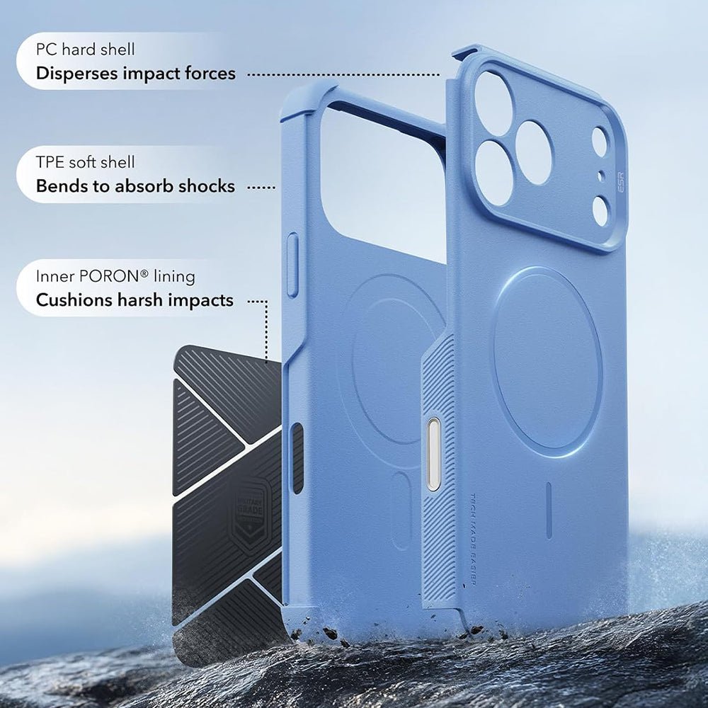 ESR iPhone 18 Pro / iPhone 17 Pro - Σκληρή Θήκη με Πλαίσιο Σιλικόνης - Cyber Halolock - Light Blue