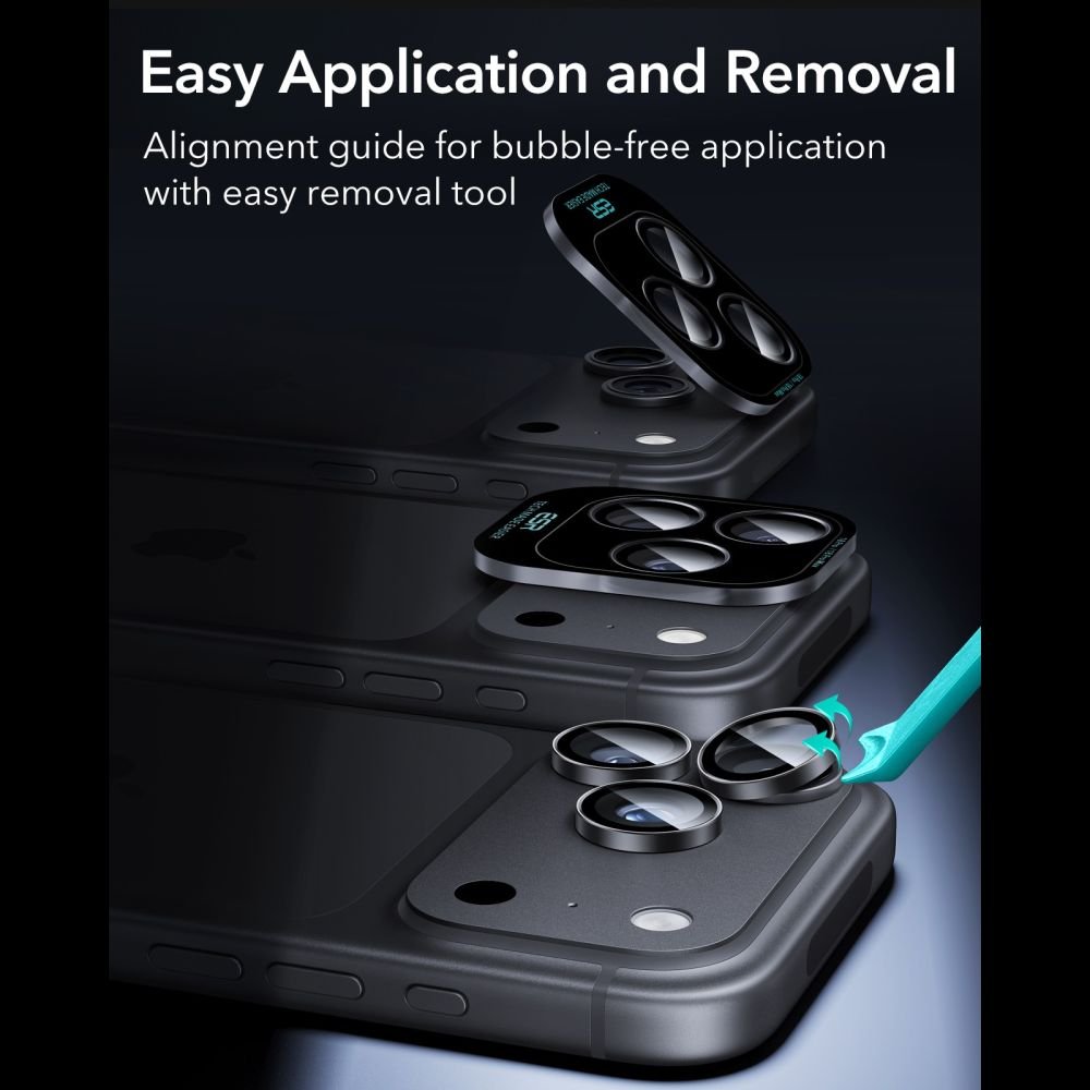 ESR iPhone 18 Pro / iPhone 18 Pro Max Αντιχαρακτικό Γυαλί για την Κάμερα - Armorite - 2 Τεμάχια - Black