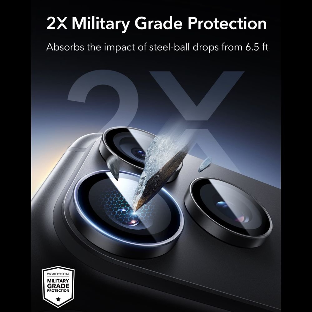 ESR iPhone 18 Pro / iPhone 18 Pro Max Αντιχαρακτικό Γυαλί για την Κάμερα - Armorite - 2 Τεμάχια - Black