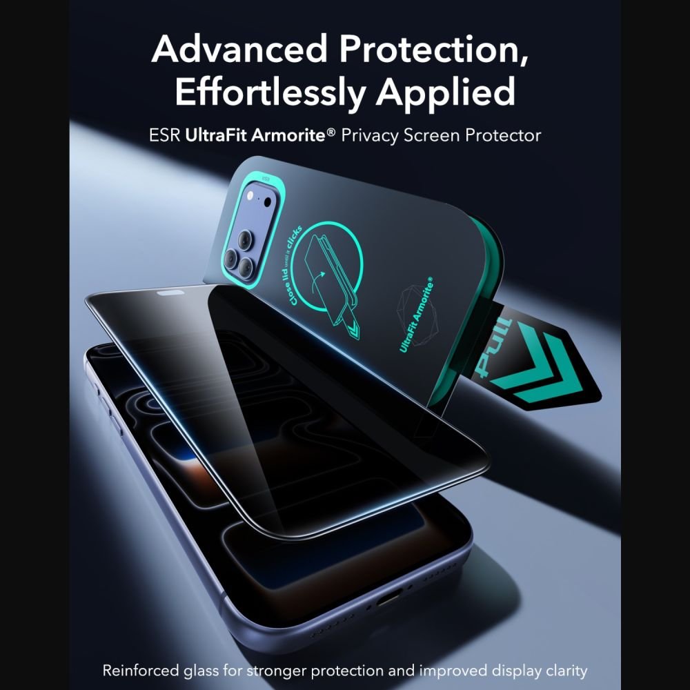ESR iPhone 18 Pro - Privacy Αντιχαρακτικό Γυαλί Οθόνης - UltraFit Armorite - 2 Τεμάχια - Privacy