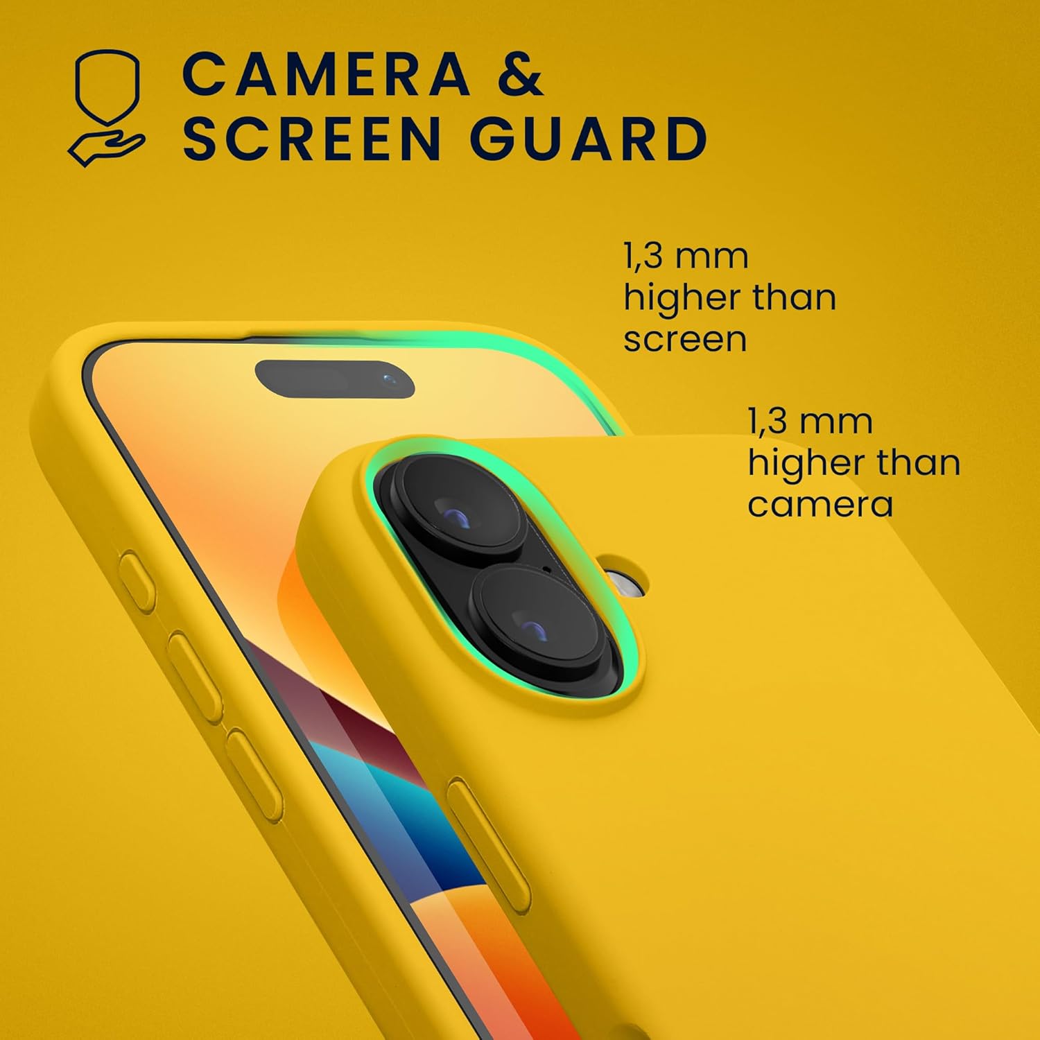 KW iPhone 16 Plus Θήκη Σιλικόνης Rubberized TPU - Bright Yellow