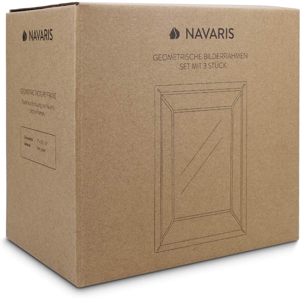 Navaris Σετ με 3 Κορνίζες για Φωτογραφίες 15x10cm και 18x13cm - Μέγεθος M - Gold - 50575.2.21
