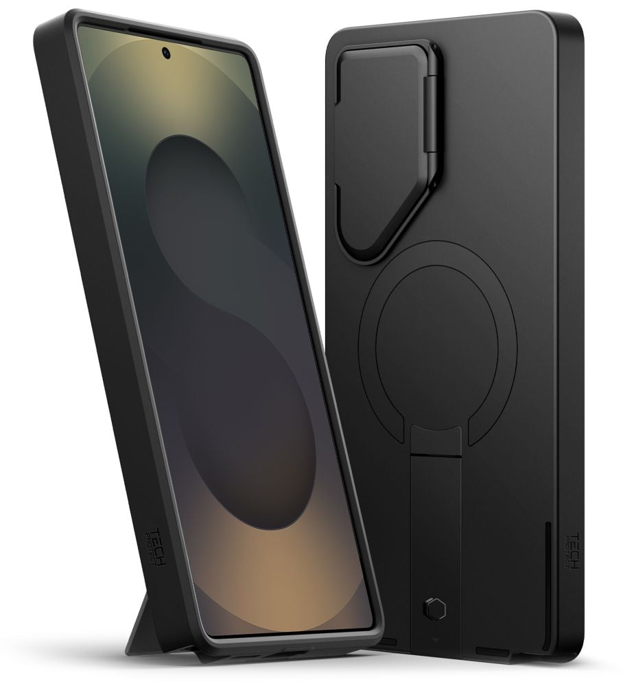 Tech-Protect Samsung Galaxy S25 Ultra - Kevlar Aura MagSafe - Σκληρή Θήκη με Ανοιγόμενο Κάλυμμα Κάμερας και Stand - Black / Orange