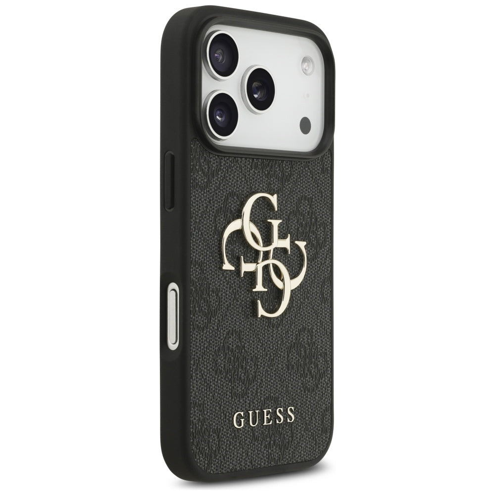 Guess iPhone 17 Pro - 4G Big Logo - Σκληρή Θήκη με Πλαίσιο Σιλικόνης και Επένδυση Συνθετικού Δέρματος - Black - GUHCP17L4GMGGR