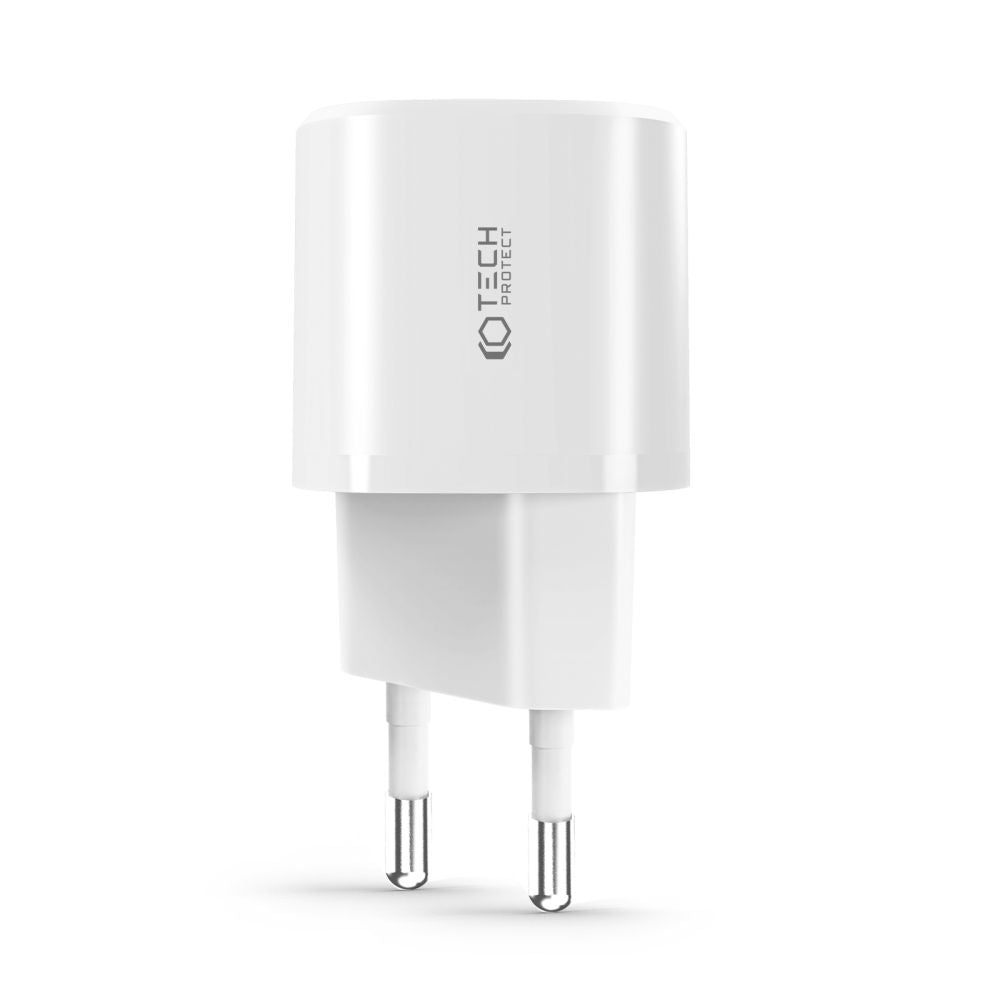 Tech-Protect C20W Mini QC3.0 Οικιακός Φορτιστής Γρήγορης Φόρτισης με 1 Θύρα USB και 1 Θύρα Type C - White