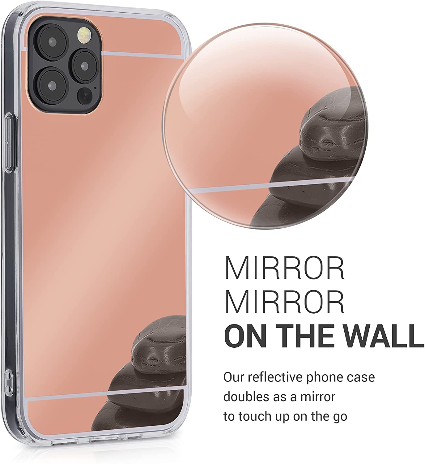KW iPhone 12 / iPhone 12 Pro Θήκη Σιλικόνης TPU Καθρέφτης - Metallic Rose Gold - 55688.41