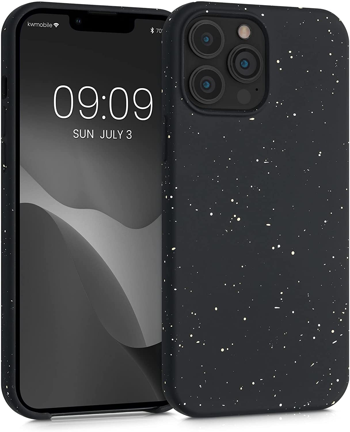 KW iPhone 13 Pro Max Θήκη Σιλικόνης Rubber TPU - Design Speckle - Black / White - 56884.01