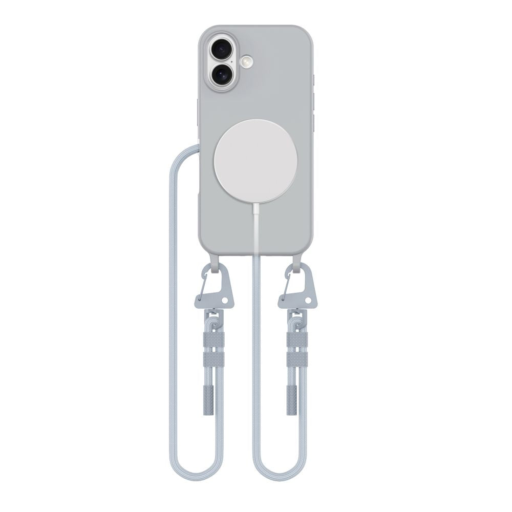 Tech-Protect iPhone 16 MagNecklace - MagSafe Θήκη Σιλικόνης TPU με Pυθμιζόμενο Αποσπώμενο Κορδόνι - Crayon Grey