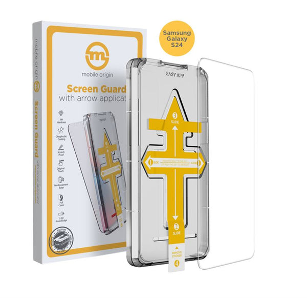 Mobile Origin Samsung Galaxy S24 Screen Guard 9H Αντιχαρακτικό Γυαλί Οθόνης με Κιτ Εγκατάστασης - Clear