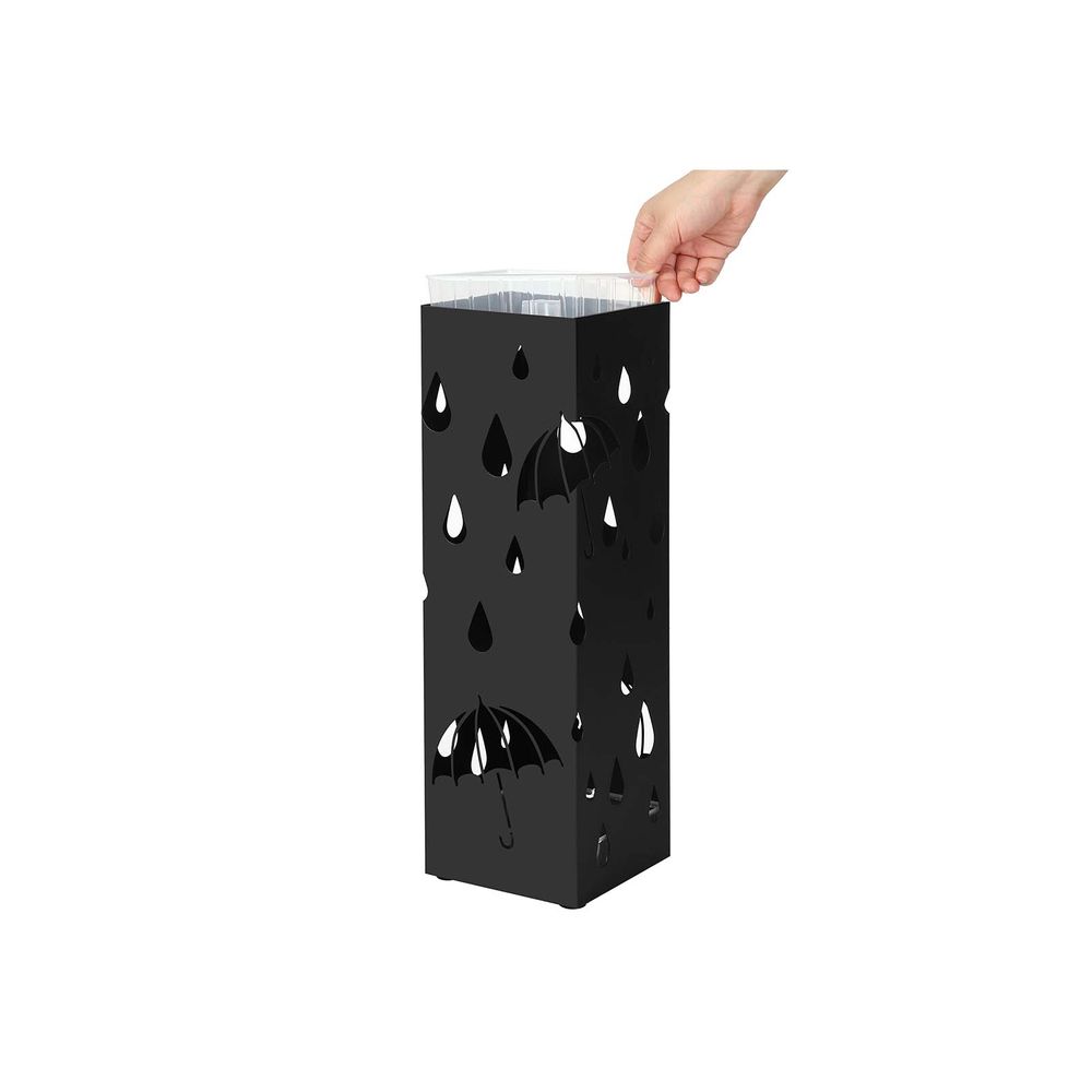Songmics Μεταλλική Ομπρελοθήκη με 4 Γάντζους - Design Umbrella - 15.5 x 15.5 x 49 cm - Black - LUC49B