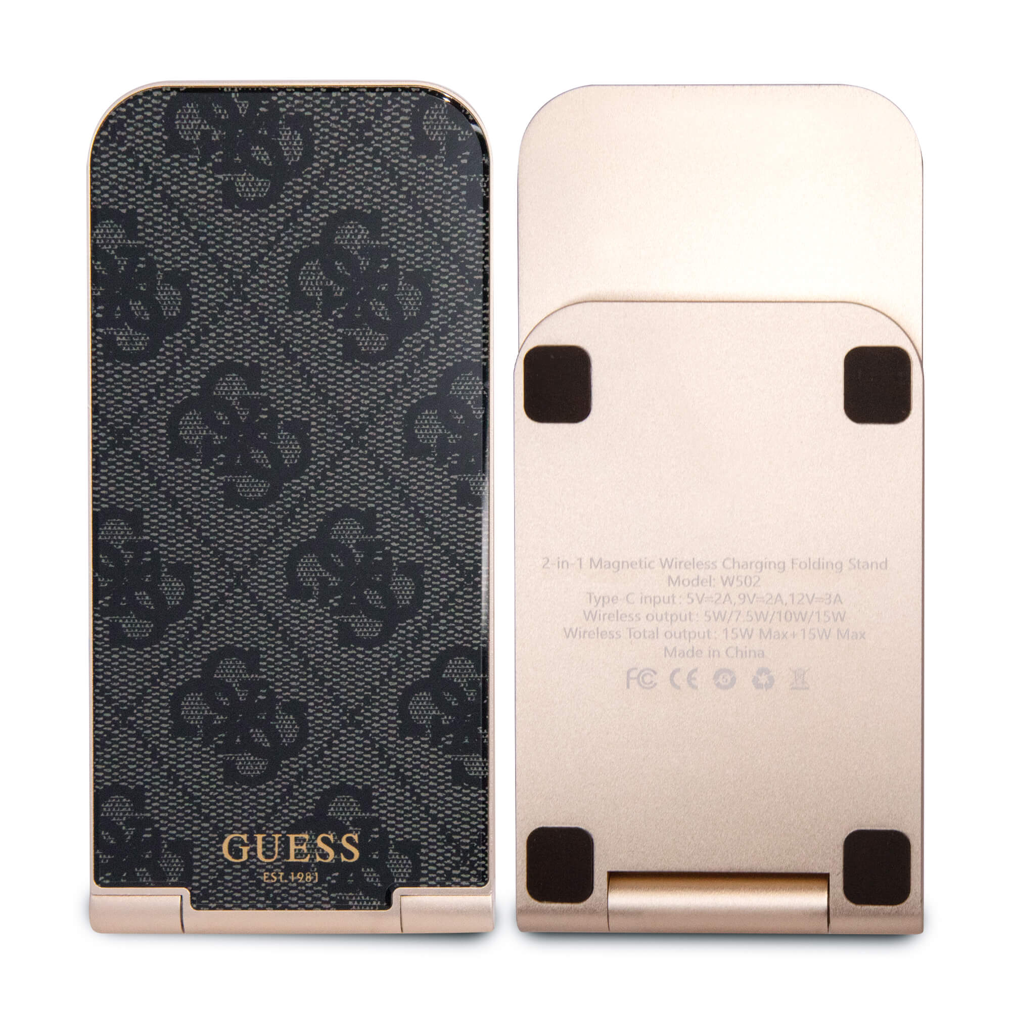 Guess MagSafe Pattern 2in1 15W Πτυσσόμενος Ασύρματος Φορτιστής MagSafe - Black
