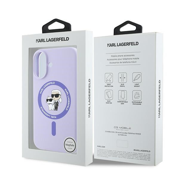 Karl Lagerfeld iPhone 16 Plus - Silicone KC Heads Ring MagSafe - Θήκη Σιλικόνης με MagSafe - Purple - KLHMP16MSCMKCRHU