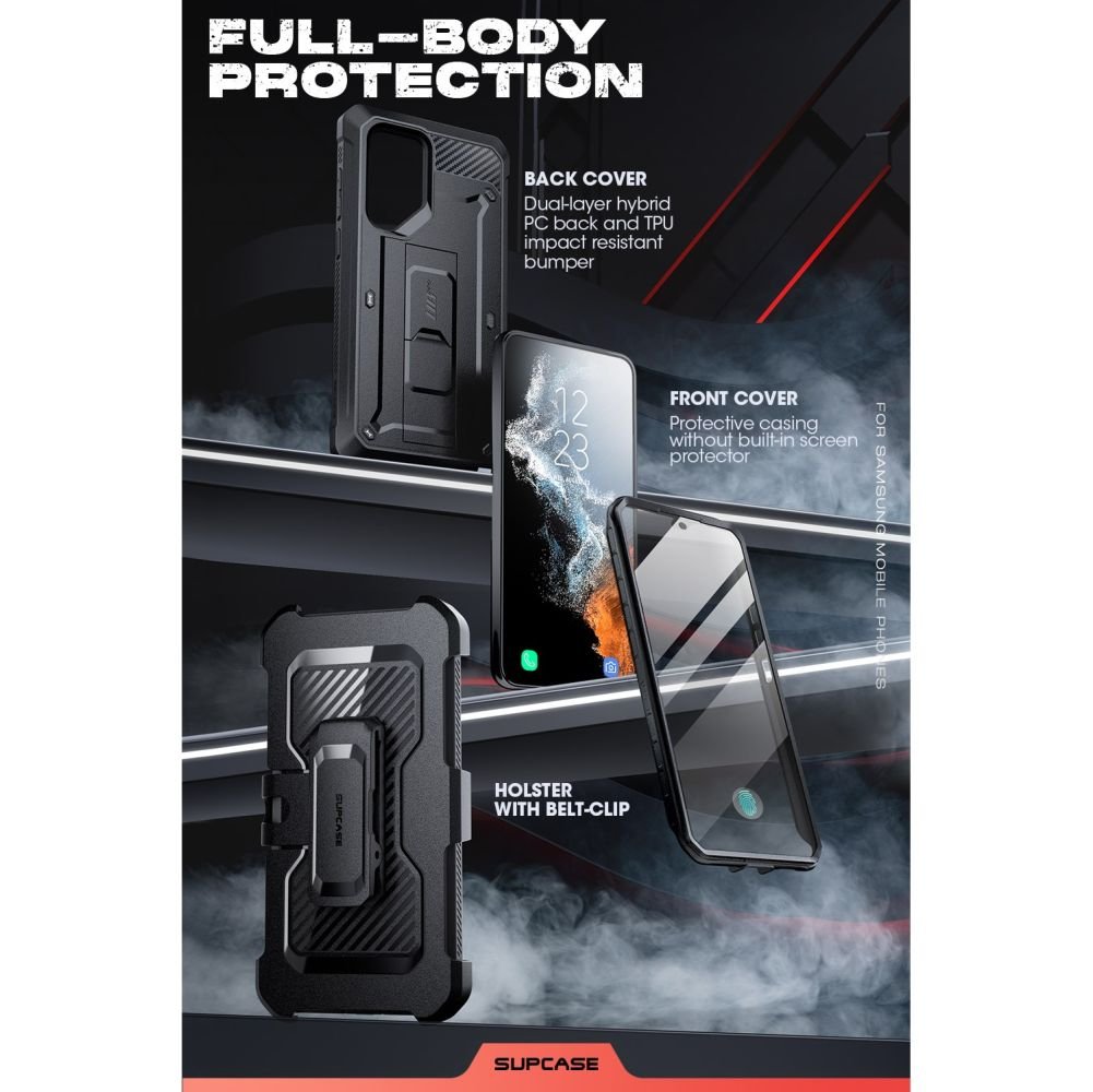 Supcase Samsung Galaxy S23 Ultra Unicorn Beetle Pro 2 Σκληρή Θήκη με Προστασία Οθόνης και Stand - Black