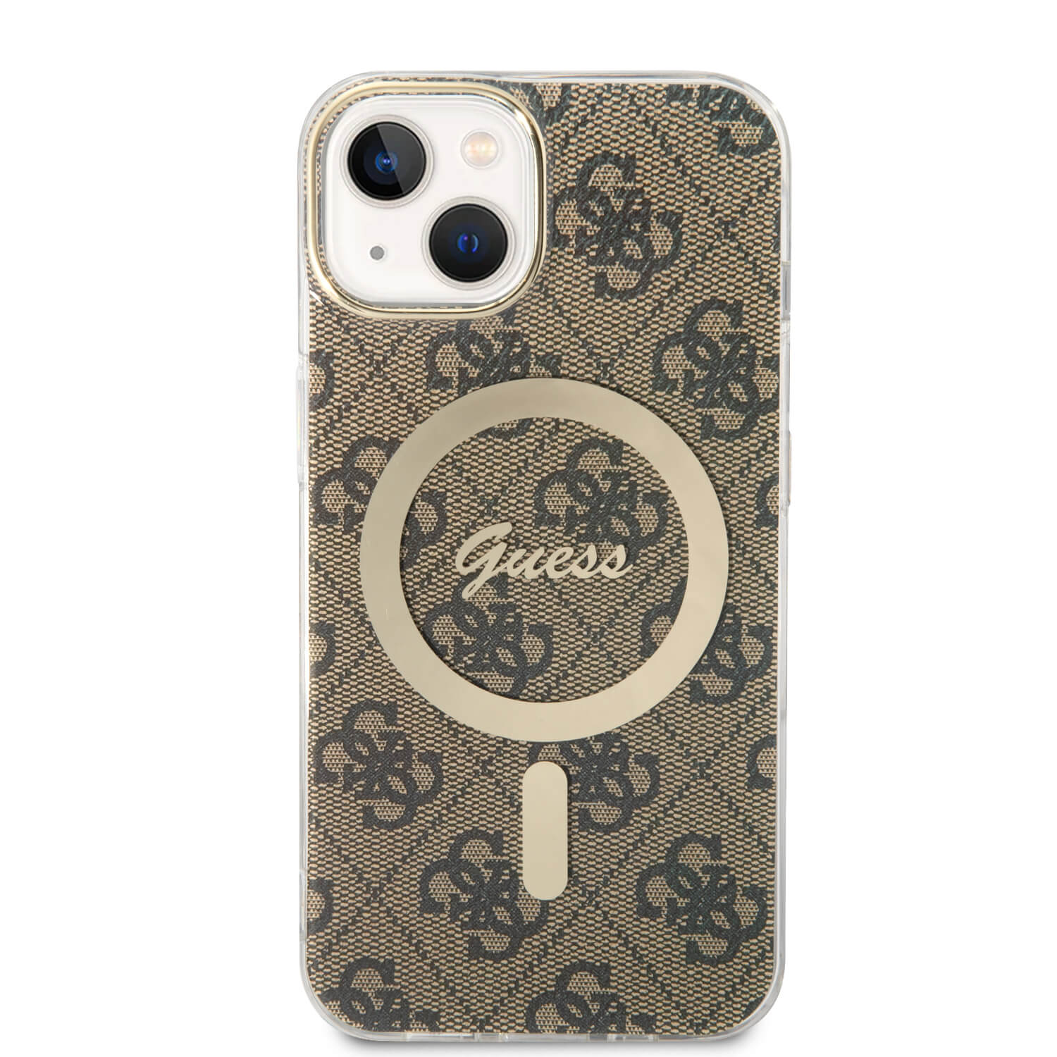 Guess iPhone 15 Plus / 14 Plus IML 4G MagSafe Σκληρή Θήκη με Πλαίσιο Σιλικόνης και MagSafe - Brown - GUHMP15MH4STW