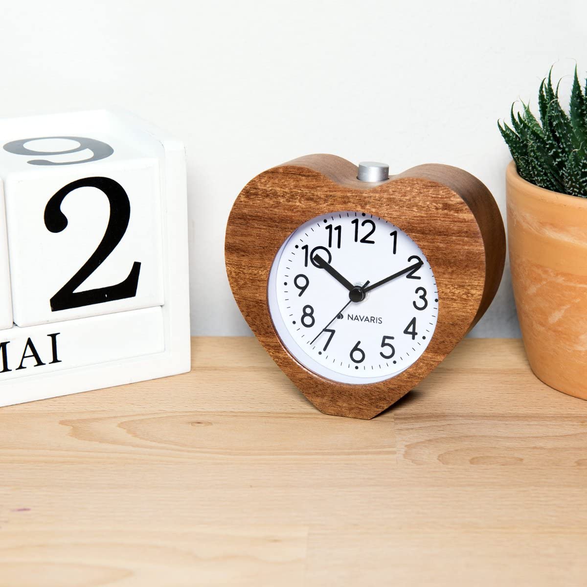 Navaris Αναλογικό Ρολόι και Ξυπνητήρι - Brown - 43902
