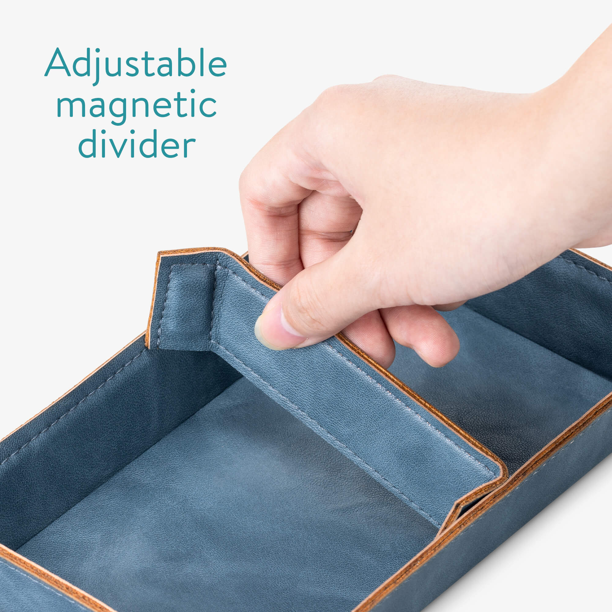 Navaris Σετ με 2 Δίσκους Αποθήκευσης με Διαχωριστικά από Δερματίνη - Blue - 58080.17