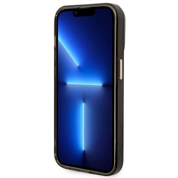 Guess iPhone 14 Pro Max Gold Outline Translucent MagSafe Σκληρή Θήκη με Πλαίσιο Σιλικόνης και MagSafe - Black - GUHMP14XHTCMK