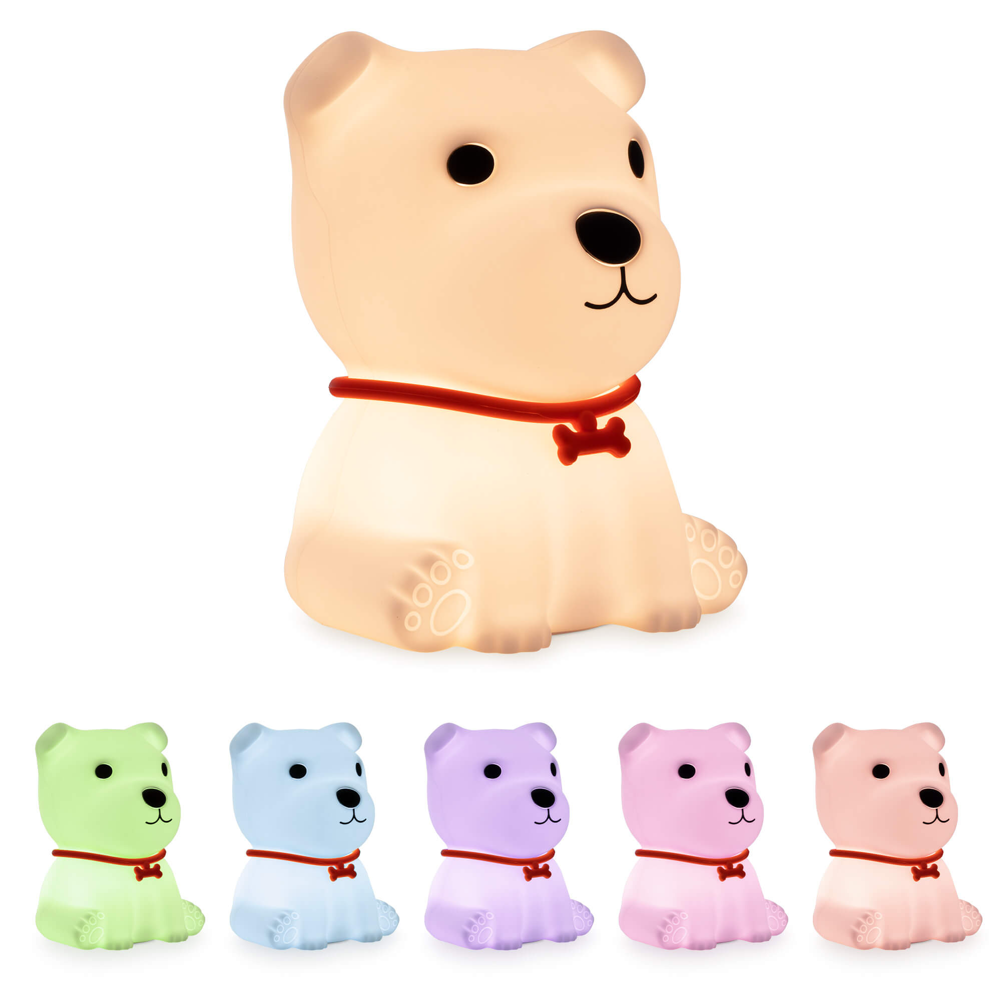 Navaris LED Night Light RGB - Παιδικό Νυχτερινό Φως με Αλλαγή Χρωμάτων - Design Sitting Dog - White / Red - 55003.02.01