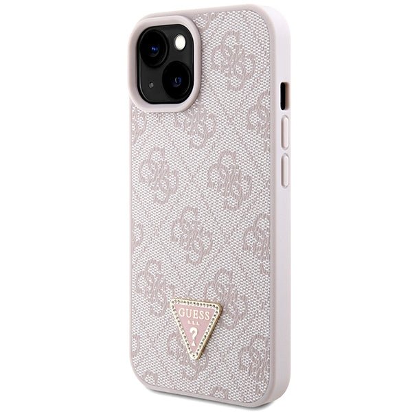 Guess iPhone 15 - Crossbody 4G Metal Logo Θήκη με Επένδυση Συνθετικού Δέρματος και Λουράκι - Pink - GUHCP15SP4TDSCPP
