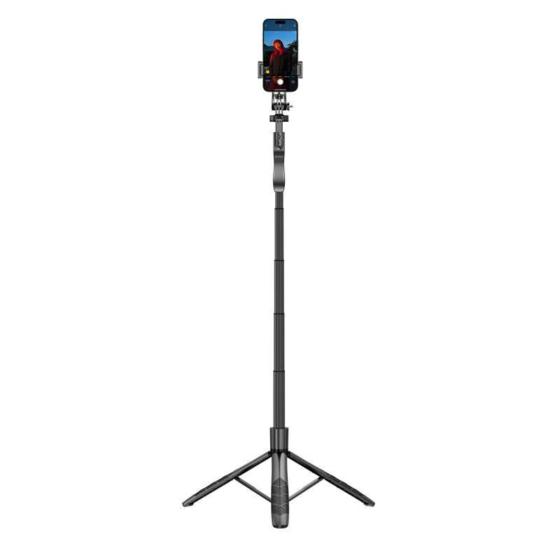 Crong SelfieGo Ultra Ασύρματο Selfie Stick Τρίποδο με Τηλεχειριστήριο Bluetooth - Black