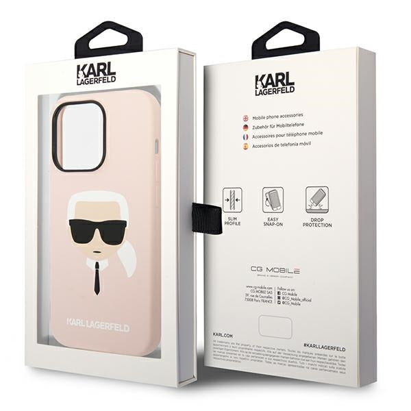 Karl Lagerfeld iPhone 14 Pro Max Silicone Karl's Head Θήκη Σιλικόνης - Light Pink - KLHCP14XSLKHLP