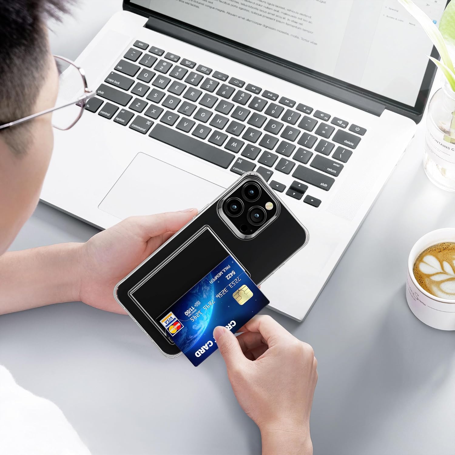 KW iPhone 15 Pro Max Σκληρή Θήκη με Υποδοχή για Κάρτες - Clear