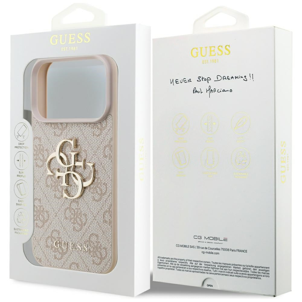Guess iPhone 17 Pro - 4G Big Logo - Σκληρή Θήκη με Πλαίσιο Σιλικόνης και Επένδυση Συνθετικού Δέρματος - Pink - GUHCP17L4GMGPI