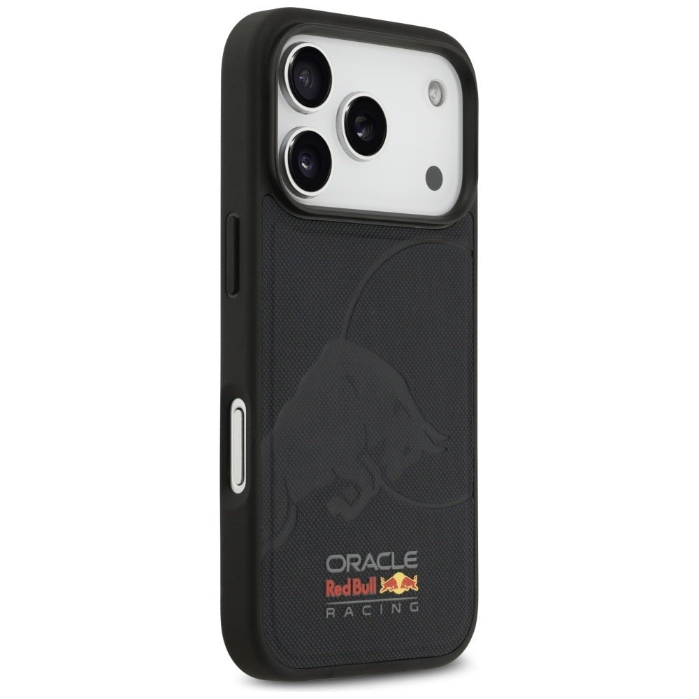 Red Bull iPhone 17 Pro - Meshed Debossed Bull MagSafe - Σκληρή Θήκη με Επένδυση Συνθετικού Δέρματος και Πλαίσιο Σιλικόνης - Navy - RBHMP17L24PUBUFV