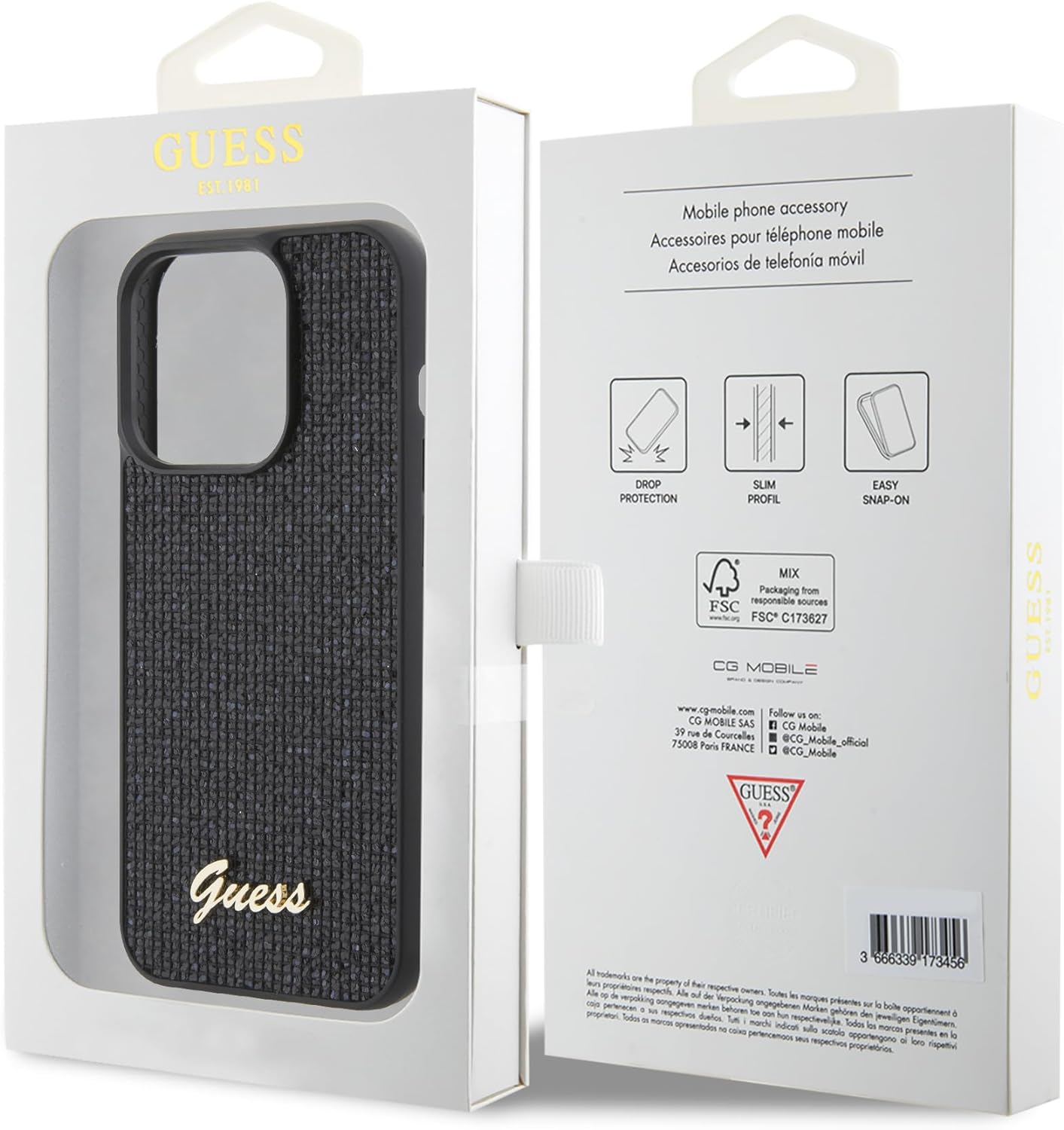 Guess iPhone 15 Pro Disco Metal Script Θήκη Σιλικόνης - Black - GUHCP15LPMSDGSK