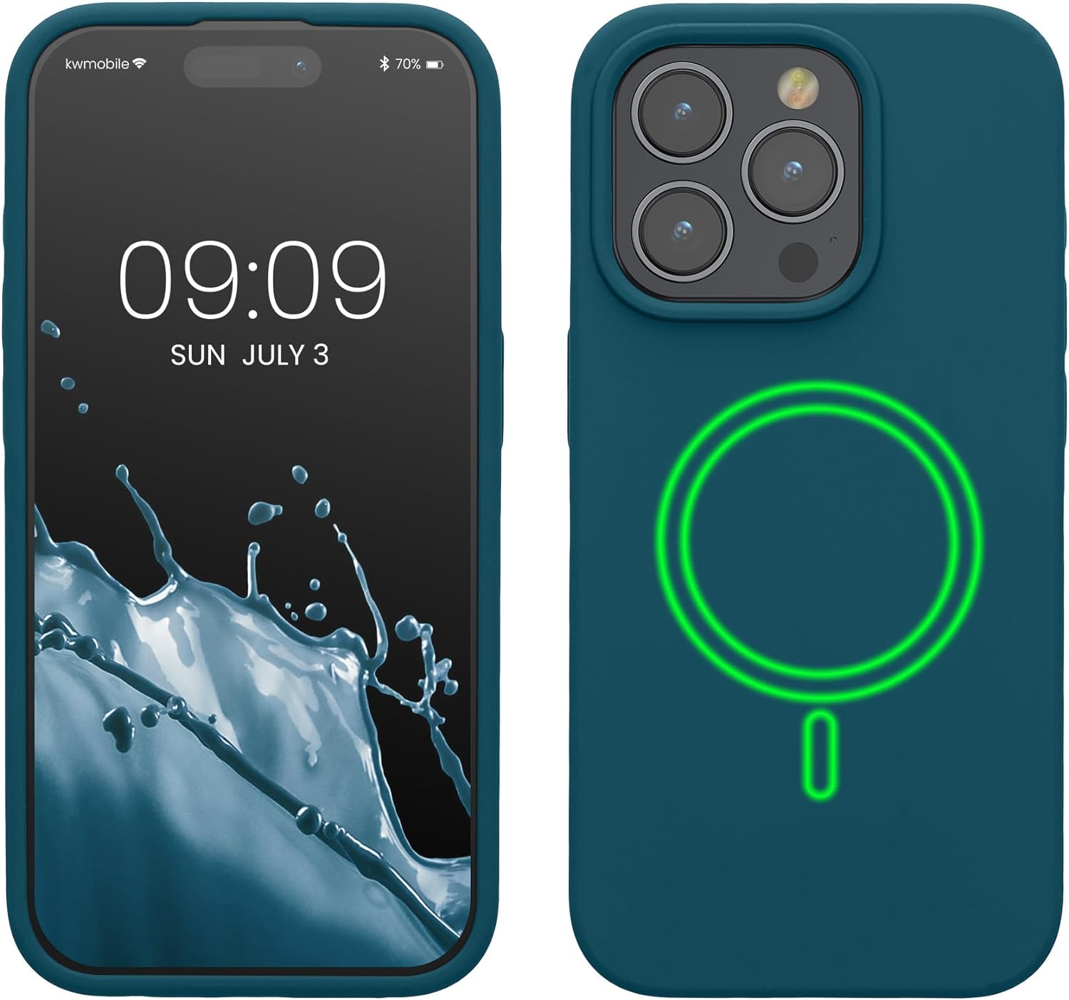 KW iPhone 15 Pro Θήκη Σιλικόνης Rubber TPU με MagSafe - Petrol Matte