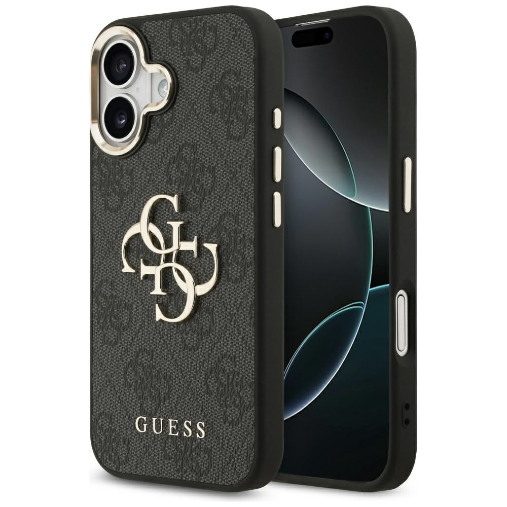 Guess iPhone 17 - 4G Big 4G Classic Logo - Σκληρή Θήκη με Πλαίσιο Σιλικόνης και Επένδυση από Οικολογικό Δέρμα - Black / Gold - GUHCP17S4GMGCGR