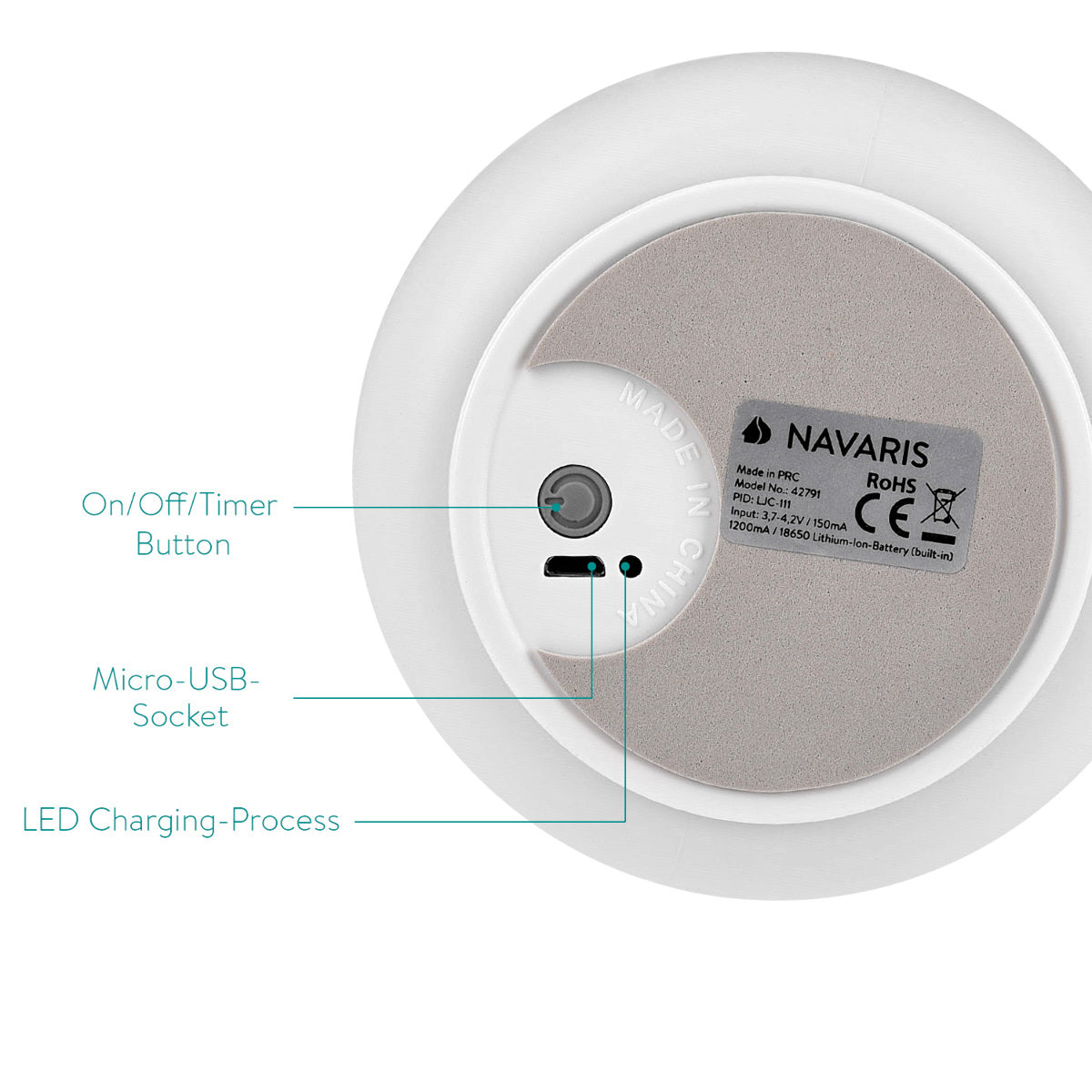 Navaris LED Bear Night Light RGB - Παιδικό Νυχτερινό Φως με Αλλαγή Χρωμάτων και Τηλεχειριστήριο - White - 45189.02