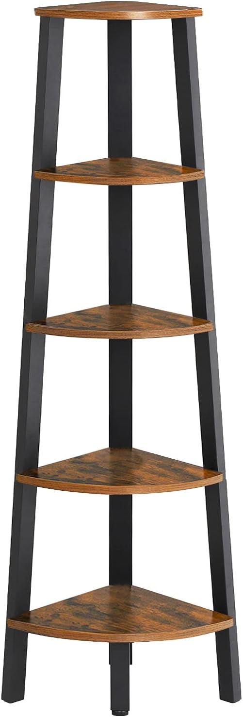 Vasagle Γωνιακή Ραφιέρα με 5 Ράφια - Vintage Brown / Black - LLS35X