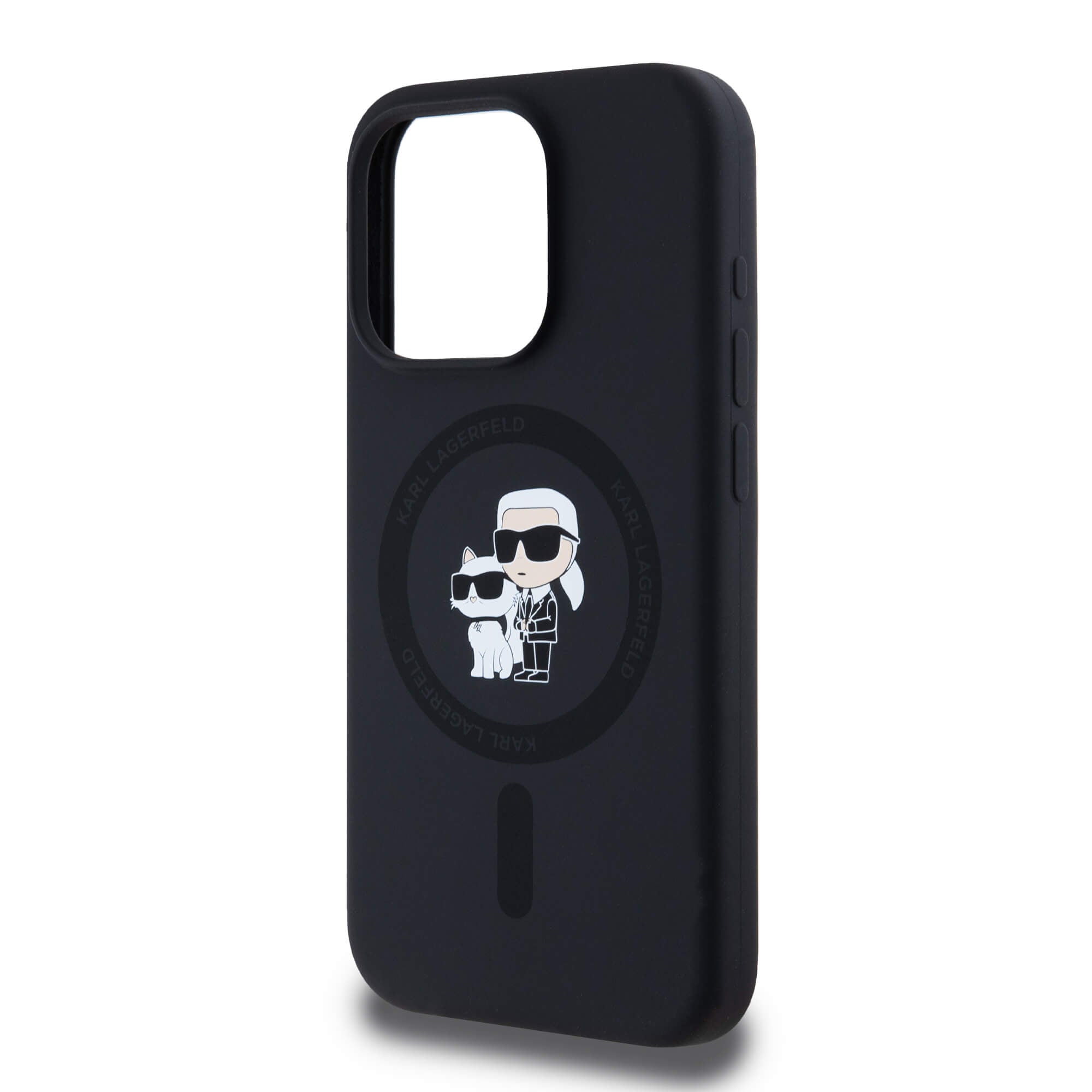 Karl Lagerfeld iPhone 15 Pro - Silicone Karl and Choupette - Θήκη Σιλικόνης με MagSafe - Black - KLHMP15LSCMKCRHK