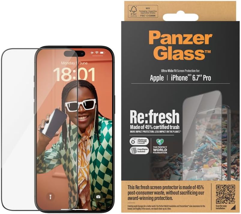 PanzerGlass iPhone 15 Pro Max Refresh Ultra-Wide Fit Easy Aligner Full Screen Αντιχαρακτικό Γυαλί Οθόνης - Black