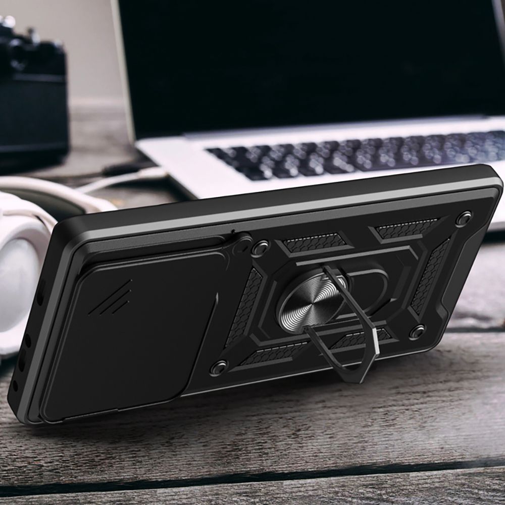 Tech-Protect Xiaomi Redmi 14T Pro Camshield Pro Σκληρή Θήκη με Πλαίσιο Σιλικόνης και Δαχτυλίδι Συγκράτησης - Black