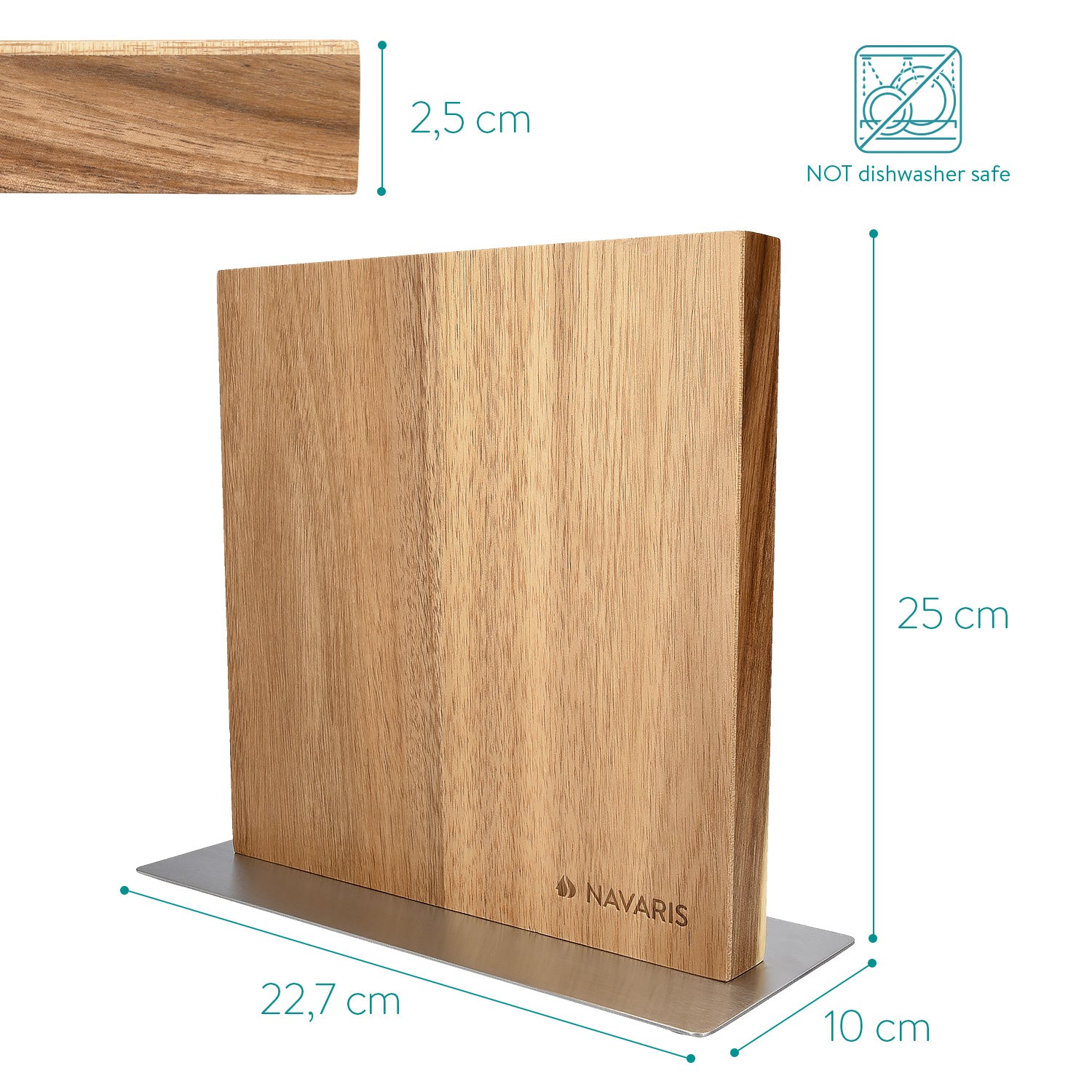 Navaris Double Sided Wooden Magnetic Knife Holder Μαγνητική Ξύλινη Βάση Μαχαιριών Διπλής Όψεως - Acacia - 50416.025.02